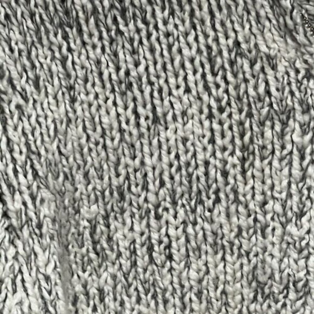 Hand Cable knit Double Zip Hoodie Cardigan Grey White Womens M - Picture 3 of 4